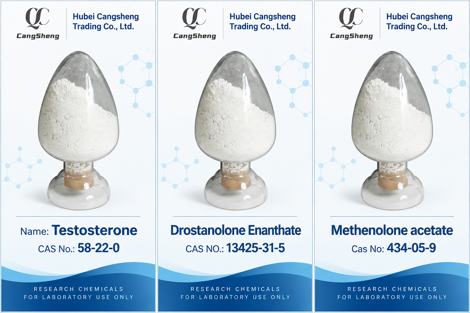 Hubei Cangsheng raw material product samples: Testosterone, Drostanolone Enanthate, Methenolone acetate